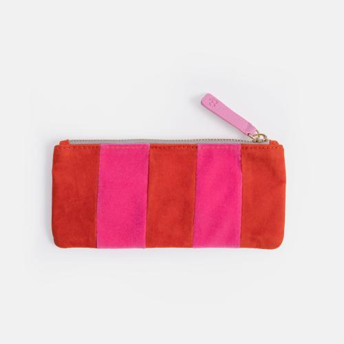 Orange/Pink Stripe Velvet Rectangle Pencil Case