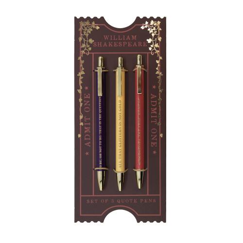 3 Metal Pens  - William Shakespeare