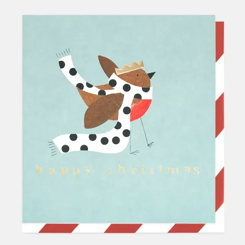 Robin In Crown Christmas Greeting Card