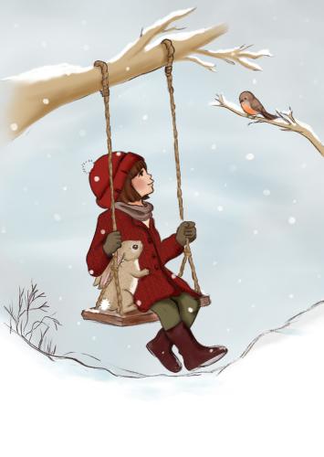 Snowy Swing, Postcard
