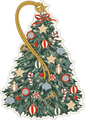 Christmas Tree, Pack with 4 Gift Tags and Ribbon