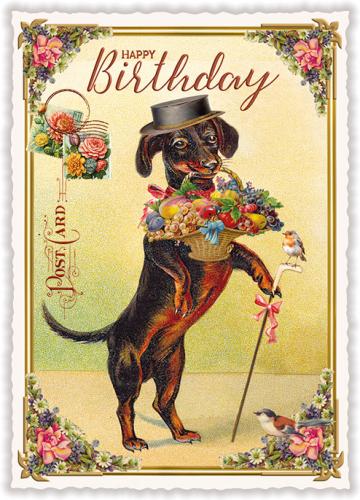 Happy Birthday Sausage Dog, Postcard