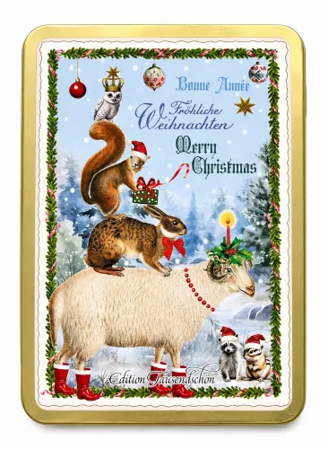 Christmas Animals, Postcards in Metallbox