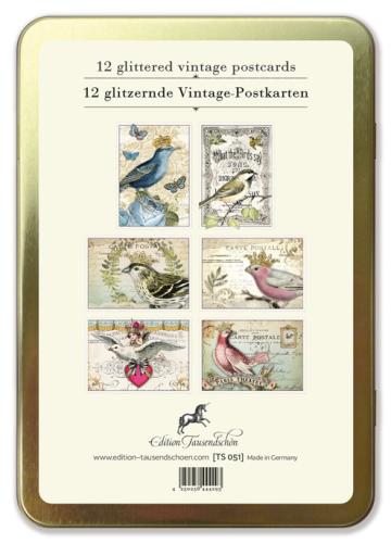 Birds, Postcards in Metallbox