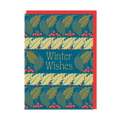 Winter Wishes Teal Holly Greeting Card (A6)