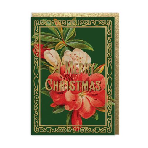 A Merry Christmas Flower Greeting Card (A6)