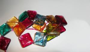 Vackra Kantiga krackelerade glaspärlor  (paket om 10 st)