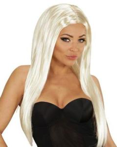 Lång ljusblond peruk