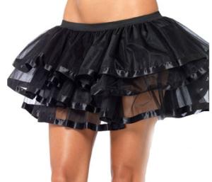 Underkjol svart satin svart kanter