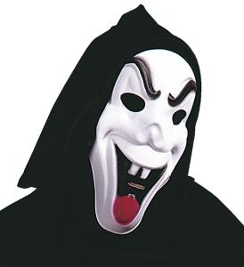 Munk-mask med roligt smile.