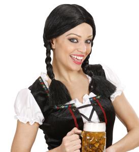 TYROLER-PERUK MED SVARTA FLÄTOR