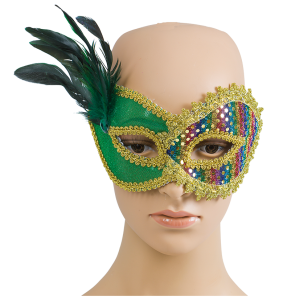Karnivalmask med plymfjädrar