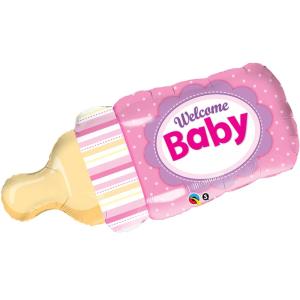 Folieballong Nappflaska Rosa