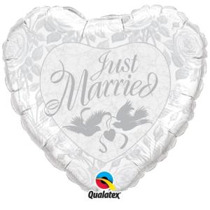 Stor Just Married Pärlvit folieballong