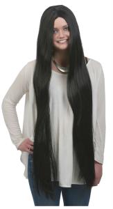 Svart extra långt peruk