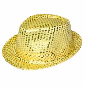 Glitterhatt Fedora Guld