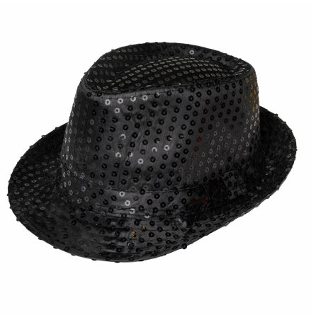 Glitterhatt Fedora Svart