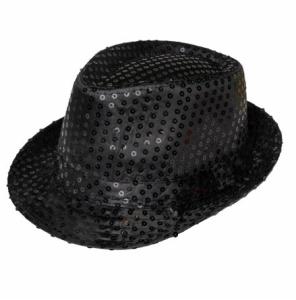 Glitterhatt Fedora Svart