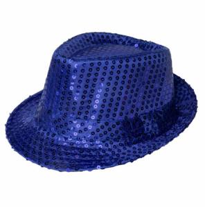 Glitterhatt Fedora Blå
