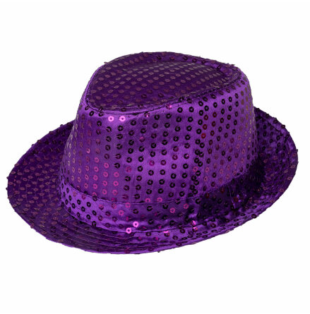 Glitterhatt Fedora Lila