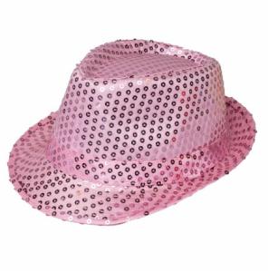 Glitterhatt Fedora Rosa