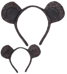 Musöron Diadem Svart glitter