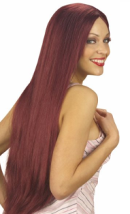 Extra lång mörk röd peruk