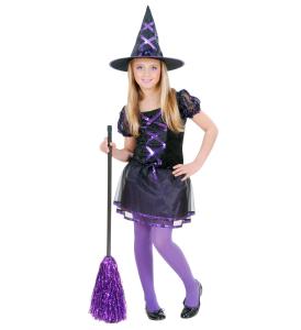 Svart/lila häxdräkt barn