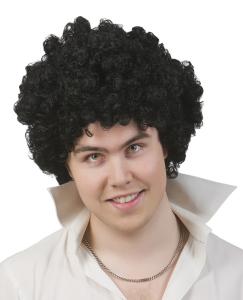 Lockig svart peruk