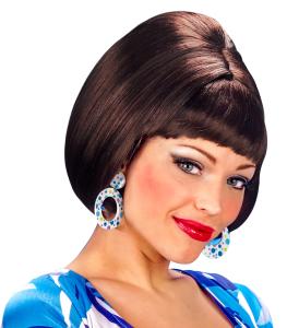 ''Brown 70S party girl wig'' i polyväska