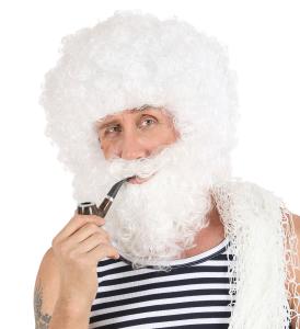 Peruk vit med skägg