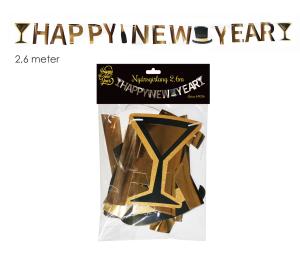 Nyårs-Girlang 2,6 m i Guld & Svart