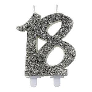 Tårtljus Glittersiffra Silver