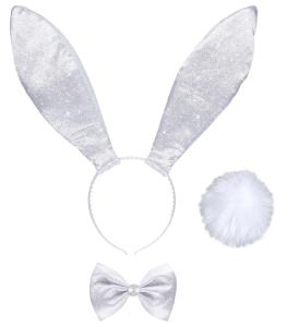 Vit glitter bunny set