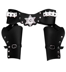 Hölster Dubbla med sheriffstjärna och patroner