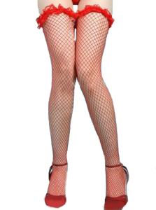 Röda Nätstrumpor med Strumpeband