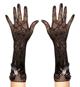 Näthandskar svarta med Döskallar