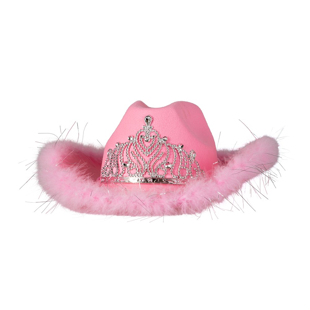 Cowboyhatt Rosa med Fluff