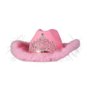 Cowboyhatt Rosa med Fluff