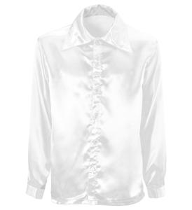 Satin vitt 70-tals disco skjorta