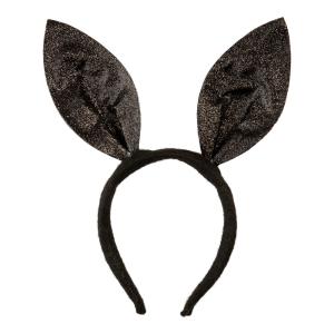 Kaninöron i svart glittrig design