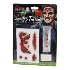 Zombie Sårtattoo med Scab blood