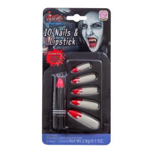 Lösnaglar med blod och läppstift