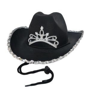 Cowboy Hatt Svart med Glitter