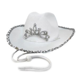 Cowboy Hatt Vit med Glitter