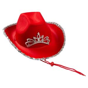 Cowboyhatt Röd med Silvertiara