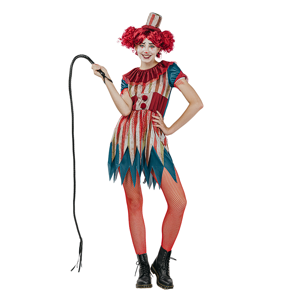 Clowntjej i färggrann Retrodräkt