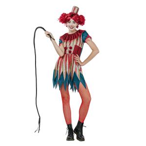 Clowntjej i färggrann Retrodräkt