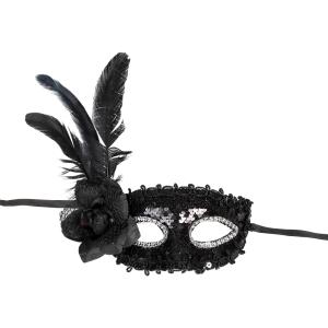 Ögonmask Svart med Fjädrar