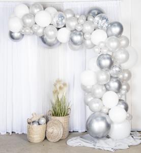 Ballongbåge Silver & Vit